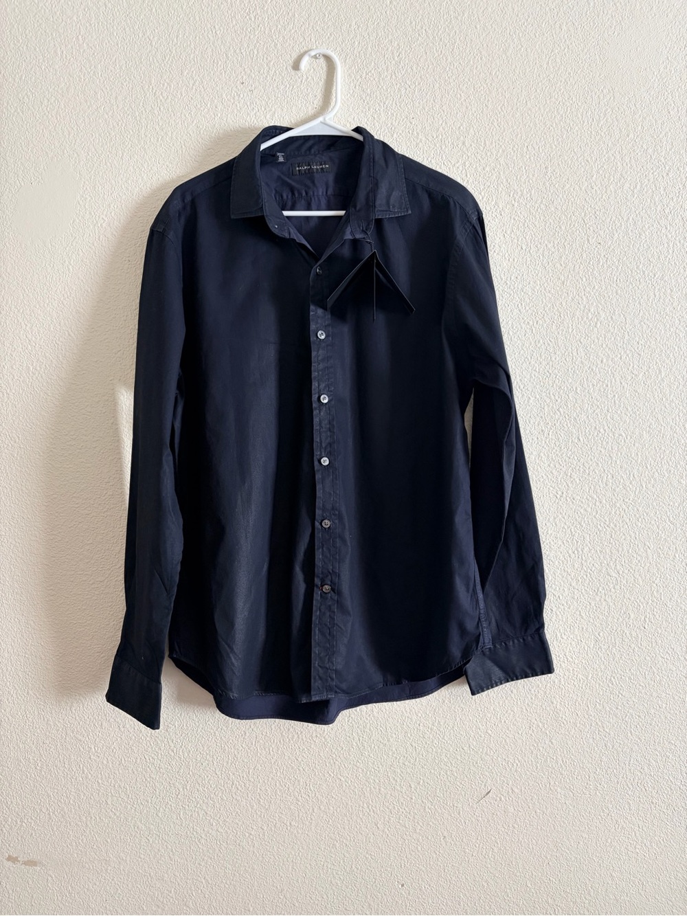 Ralph Lauren Black Label Men’s Button Up Dress Shirt Dark Navy Ice color Sz XL